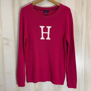 NWT Tommy Hilfiger Pink Logo Ribbed Sweater XL